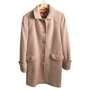 Anne Klein Womens Wool Blend Trench Overcoat Pink Size XL Preppy Old Money